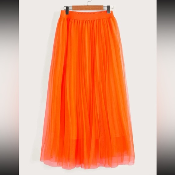 Boho khaki pleated mesh skirt - Picture 13 of 16